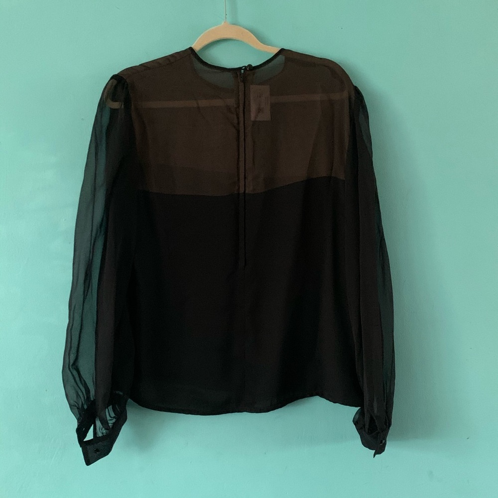 VTG David Hayes Black Sheer Silk Blouse 14 - Picture 5 of 8